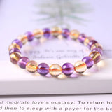 Yellow Purple Amethyst Citrine Quartz Bracelet 7-9mm
