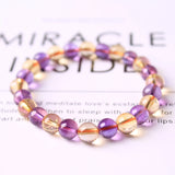 Yellow Purple Amethyst Citrine Quartz Bracelet 7-9mm