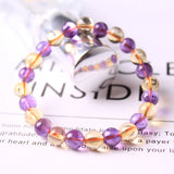 Yellow Purple Amethyst Citrine Quartz Bracelet 7-9mm