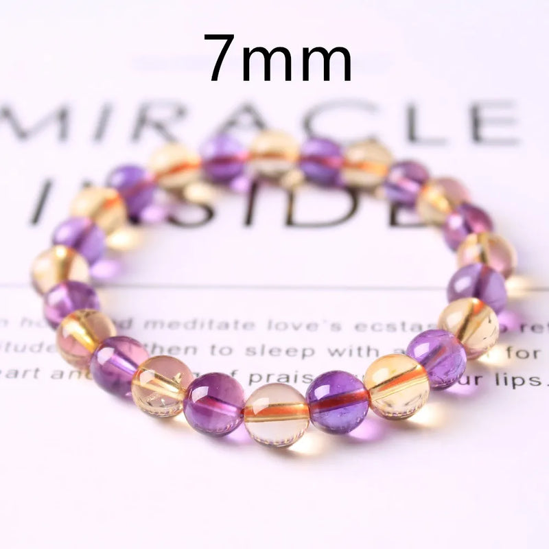 Yellow Purple Amethyst Citrine Quartz Bracelet 7-9mm