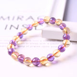 Yellow Purple Amethyst Citrine Quartz Bracelet 7-9mm