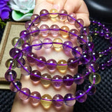 Natural Yellow Purple Amethyst Citrine Bracelet 9mm