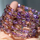 Yellow Purple Ametrine Quartz Bracelet Citrine Amethyst Stretch Beads