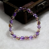 Yellow Purple Ametrine Quartz Bracelet Citrine Amethyst Stretch Beads