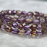 Yellow Purple Ametrine Quartz Bracelet Citrine Amethyst Stretch Beads
