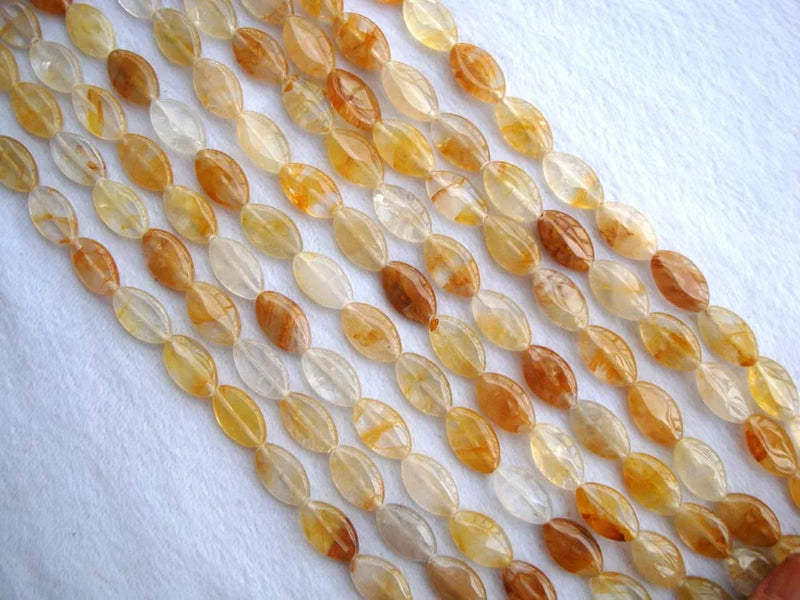 Yellow Quartz Flat Marquise Loose Beads 12x20mm Jewelry Making DIY