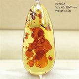Yellow Red Piebald Amber Gemstone Bead Pendant Necklace