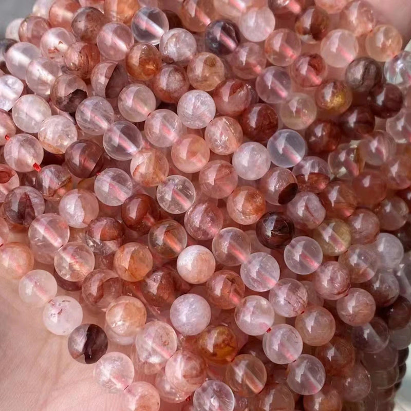 Yellow Red Rutilated Quartz Stone Beads 6 8 10mm for Jewelry Making