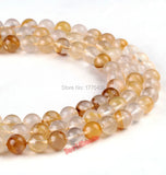 Yellow Rutilated Quartz Round Beads 6 8 10mm