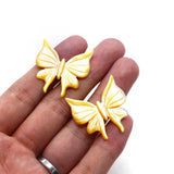 Natural Yellow Shell Butterfly Pendant 30x30mm for Jewelry Making