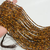 Natural Yellow Tiger Eye Faceted Round Beads 4mm
