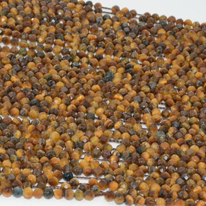 Natural Yellow Tiger Eye Faceted Round Beads 4mm
