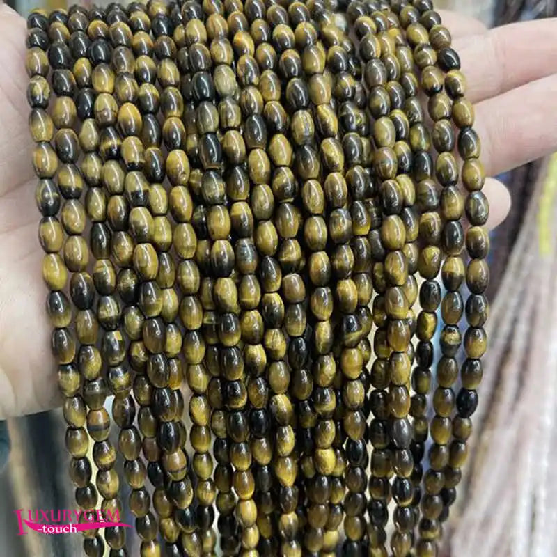 Yellow Tiger Eye Stone Beads 4x6mm Smooth Oval Shape DIY Jewelry Making