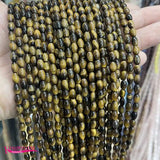 Yellow Tiger Eye Stone Beads 4x6mm Smooth Oval Shape DIY Jewelry Making