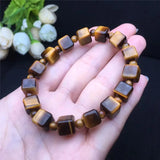 Yellow Tiger Eye Sugar Cube Beads Bracelet DIY Jewelry Healing Power Stone