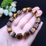 Yellow Tiger Eye Sugar Cube Beads Bracelet DIY Jewelry Healing Power Stone