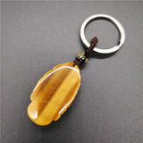Handcarved Guanyin Head Yellow Tiger Eye KeyChain for Luck & Protection