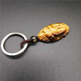 Handcarved Guanyin Head Yellow Tiger Eye KeyChain for Luck & Protection