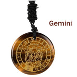 Yellow Tiger Stone Constellations Reiki Crystal Pendant Necklace