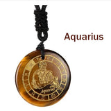 Yellow Tiger Stone Constellations Reiki Crystal Pendant Necklace