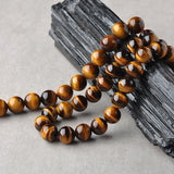 Yellow Tiger's Eye Gemstone Round Beads 18-Inch Strand
