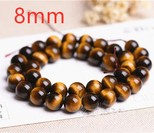 Yellow Tiger's Eye Gemstone Round Beads 18-Inch Strand
