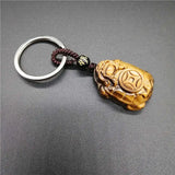 Yellow Tiger Eye Dragon Turtle KeyChain Lucky Amulet