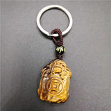 Yellow Tiger Eye Dragon Turtle KeyChain Lucky Amulet