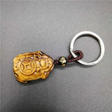 Yellow Tiger Eye Dragon Turtle KeyChain Lucky Amulet