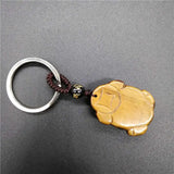 Yellow Tiger Eye Dragon Turtle KeyChain Lucky Amulet