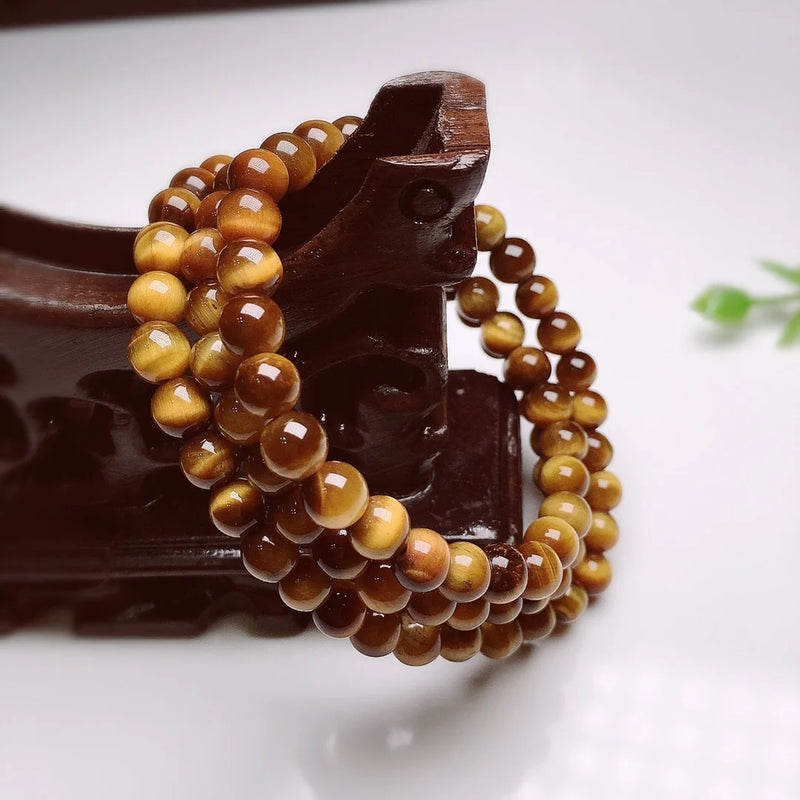 Yellow Tiger's Eye Beads Bracelet Unisex Jewelry