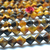 Yellow Tiger's Eye Faceted Disc Rondelle Loose Beads Gemstone Bracelet