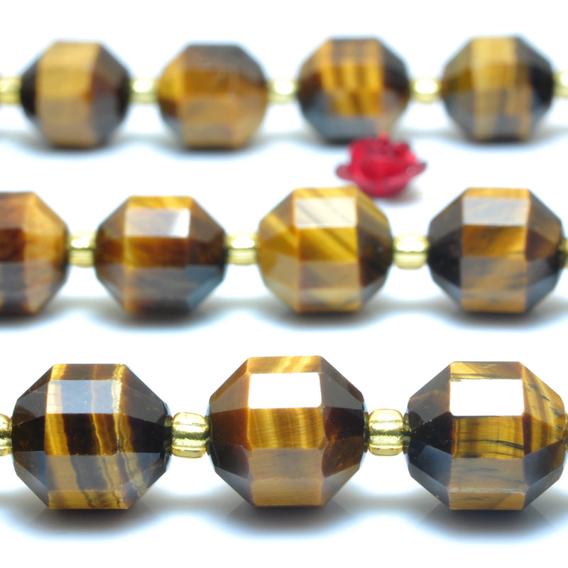 Yellow Tiger's Eye Faceted Double Terminated Point Loose Beads Gemstone