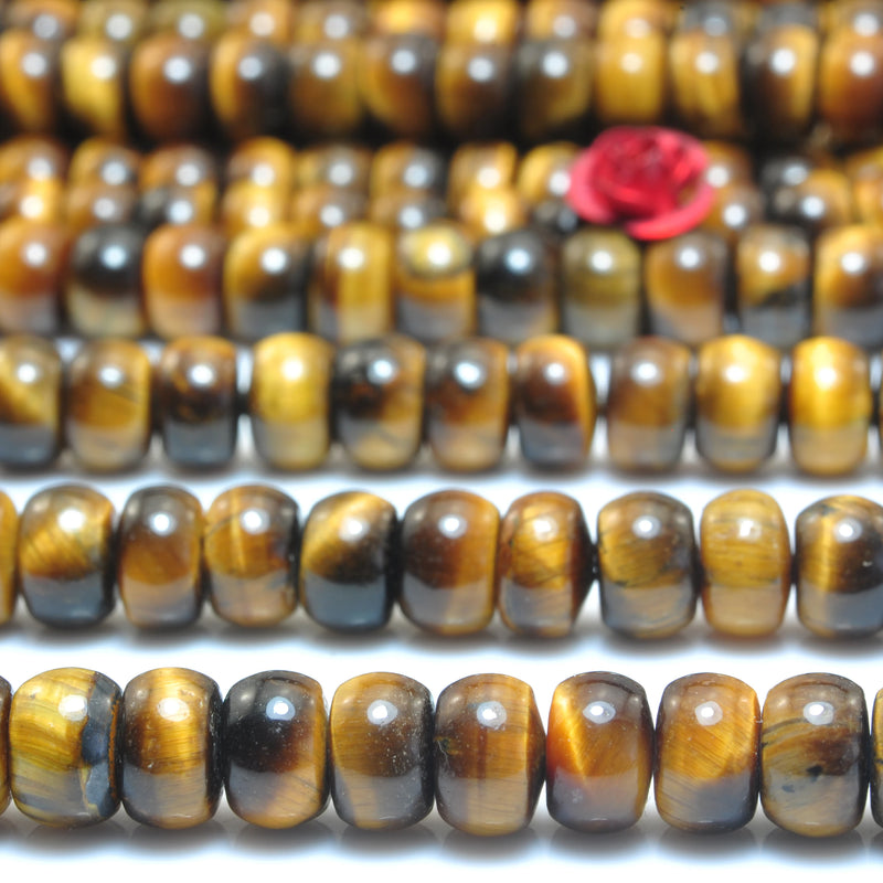 Yellow Tiger's Eye Smooth Rondelle Beads - Jewelry Making