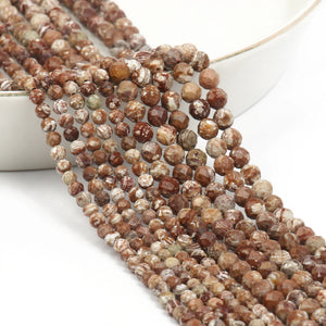 Natural Yellow Wood Grain Stone Beads Faceted Loose Spacer Waist Beads