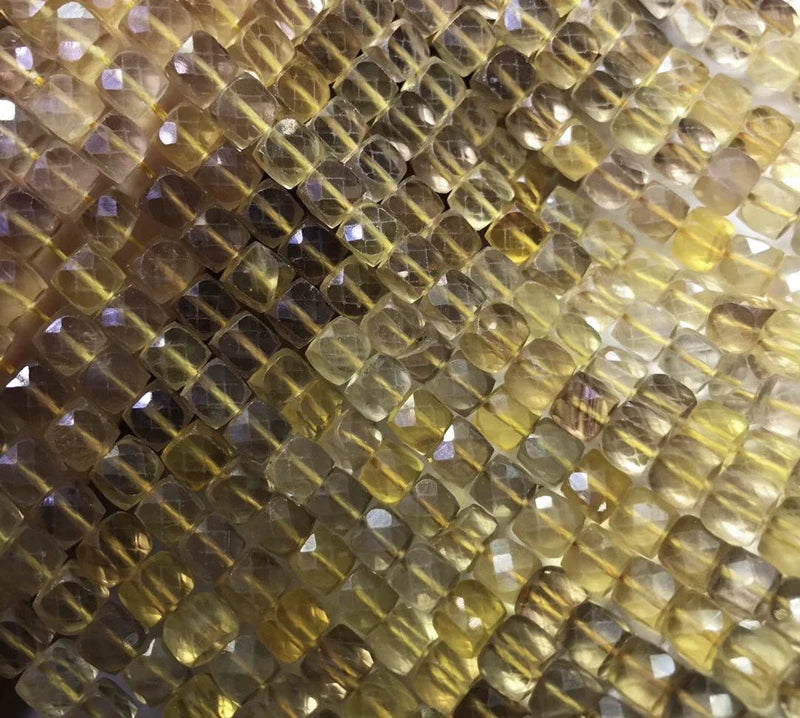 Yellow Fluorite Cube Beads for Bracelet Making