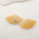 Yellow Jade Carved Leaves Earrings, Semiprecious Stone Beads
