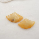 Yellow Jade Carved Leaves Earrings, Semiprecious Stone Beads