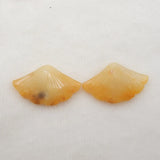 Yellow Jade Carved Leaves Earrings, Semiprecious Stone Beads