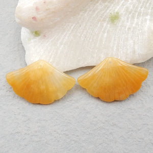Natural Yellow Jade Leaves Earrings, Semiprecious Stone Beads
