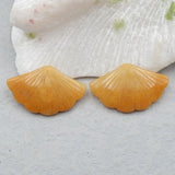 Natural Yellow Jade Leaves Earrings, Semiprecious Stone Beads