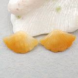 Natural Yellow Jade Leaves Earrings, Semiprecious Stone Beads