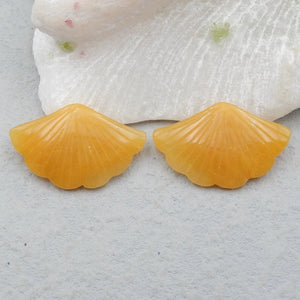 Natural Yellow Jade Leaves Earrings, Semiprecious Stone Beads