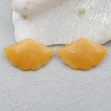 Natural Yellow Jade Leaves Earrings, Semiprecious Stone Beads