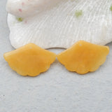 Natural Yellow Jade Leaves Earrings, Semiprecious Stone Beads