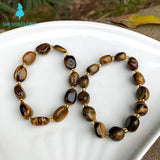 Yellow Tiger's Eye Crystal Bracelet Titanium Beads Jewelry AAAAA