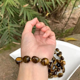 Yellow Tiger's Eye Crystal Bracelet Titanium Beads Jewelry AAAAA