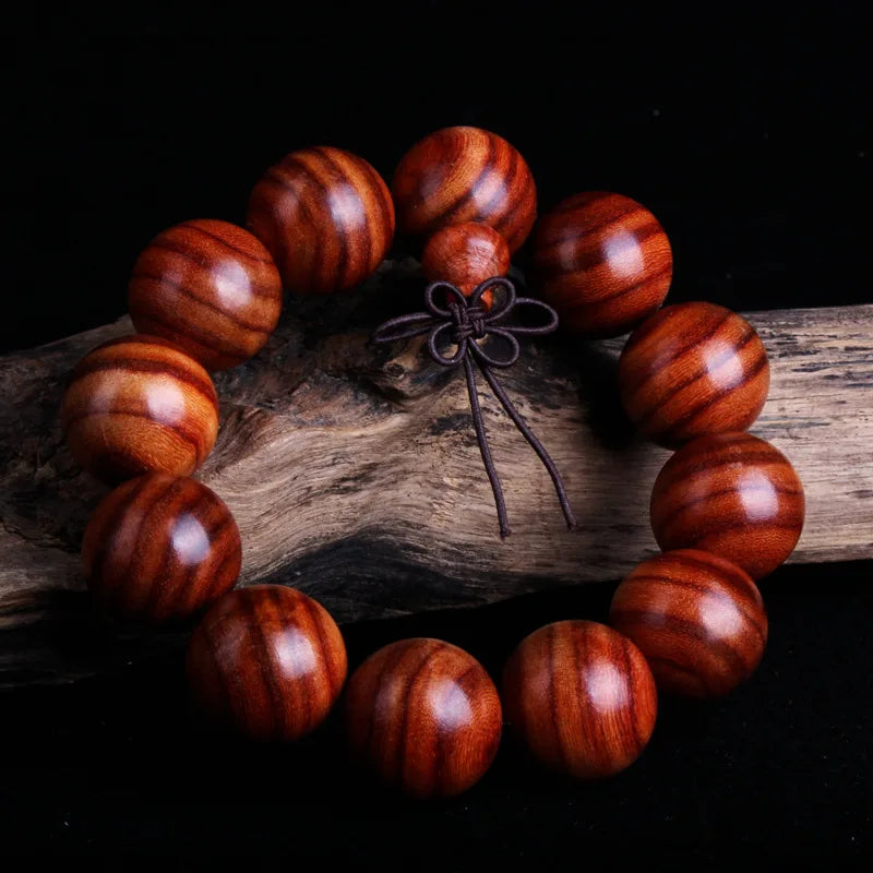 Zambia Rose Wood Bracelet 18-20mm Beads Buddha Bracelet Men's Jewelry
