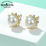 Delicate Zircon Pearl Earrings for Women