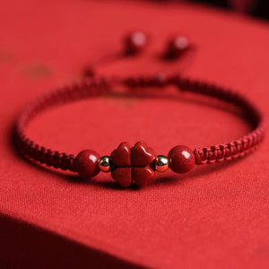Zodiac Lucky Clover Red String Bracelet Chinese Style